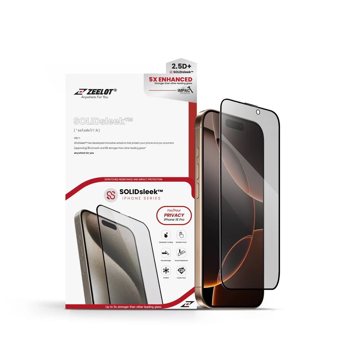 Miếng dán cường lực màn hình iPhone 16 Series ZEELOT SOLIDsleek (2.5D+) SOLIDsleek Chống nhìn trộm