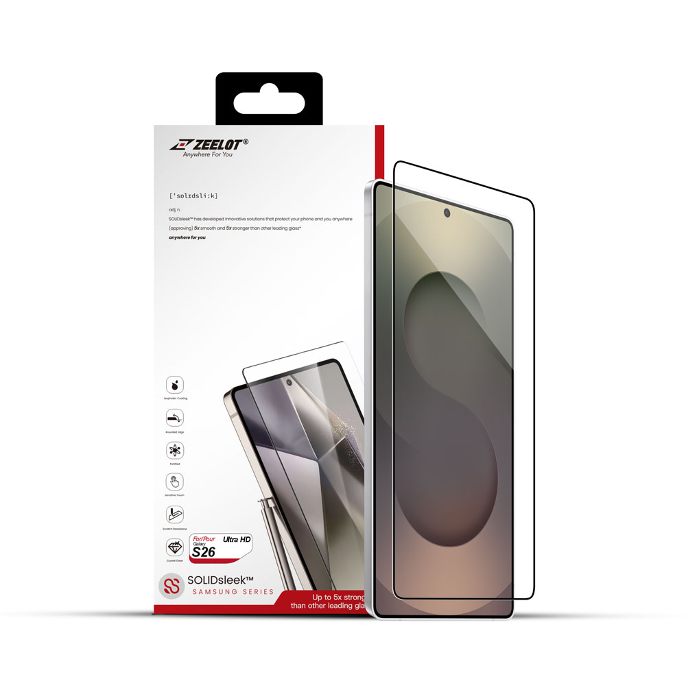 Miếng dán cường lực màn hình ZEELOT SOLIDsleek 2.5D - Galaxy S26 Series (có khung dán hỗ trợ) - Trong suốt