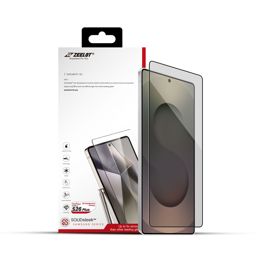 Miếng dán cường lực màn hình ZEELOT SOLIDsleek 2.5D - Galaxy S26 Series (có khung dán hỗ trợ) - Chống nhìn trộm
