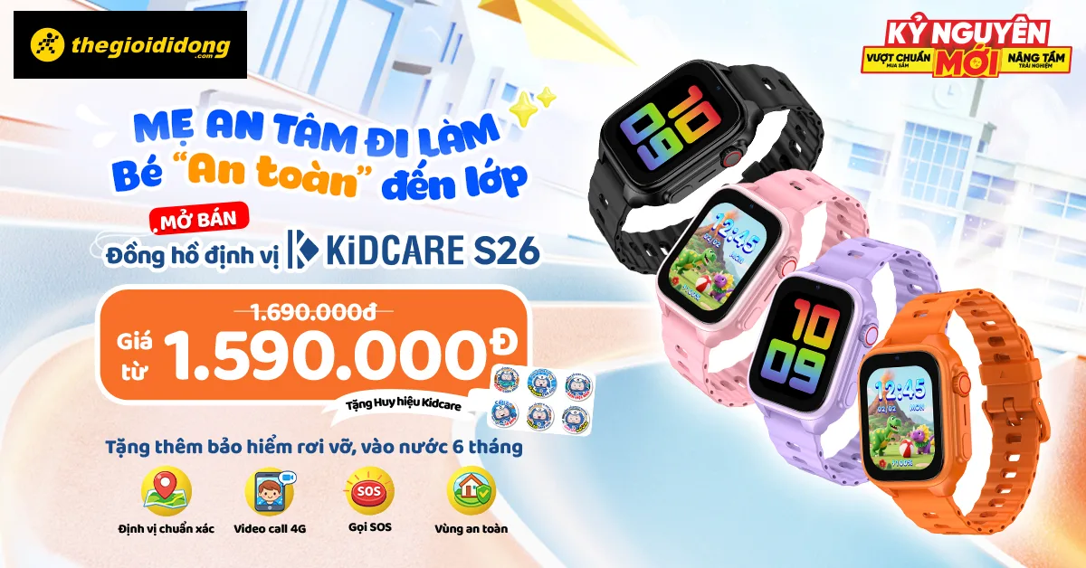 Mua đồng hồ định vị trẻ em Kidcare tặng huy hiệu, tặng gói bảo hành rơi vỡ, vào nước