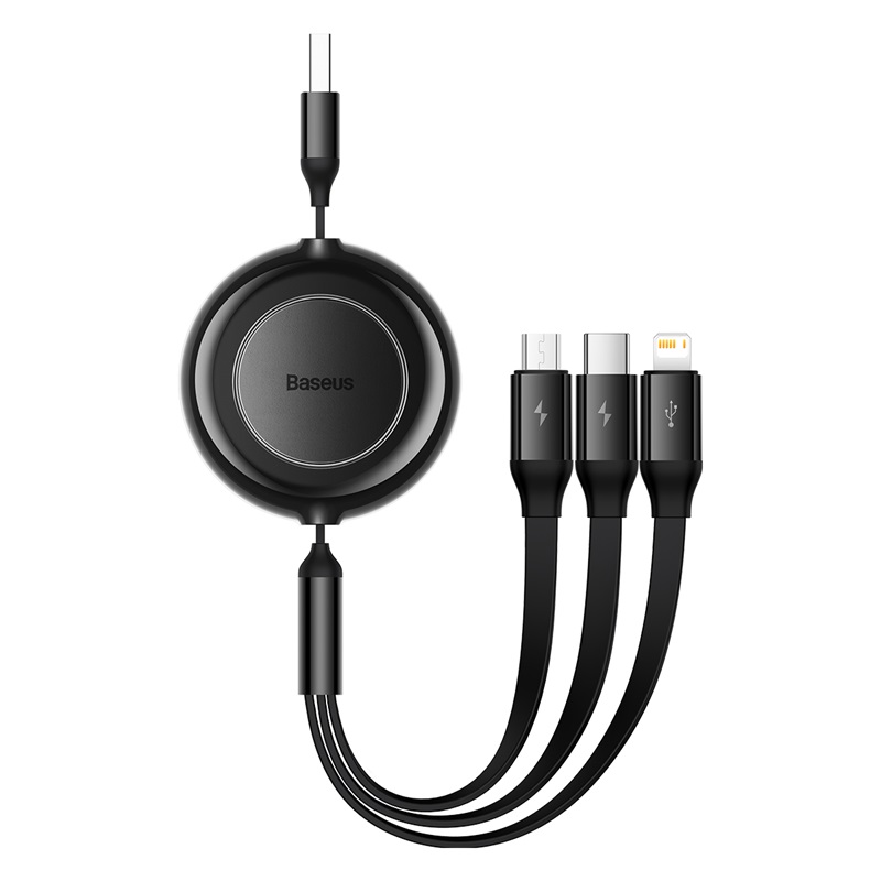 Cáp sạc nhanh hiệu Baseus Bright Mirror 2 Series Retractable 3-in-1 USB to M+L+C 3.5A 1.1m